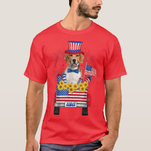 Beagle Feuerwerk Sonnenblume Amerika Hund 4. Juli T-Shirt