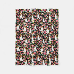 Beagle Floral Design Beagle Blume Hundedesign Fleecedecke