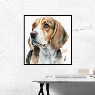 Beagle Freude in Aquarell Leinwanddruck