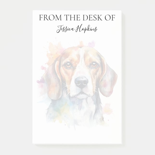 Beagle-Freund monogrammierter Hund Post-it Klebezettel (Vorderseite)