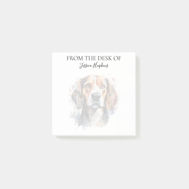 Beagle-Freund monogrammierter Hund Post-it Klebezettel (Vorderseite)