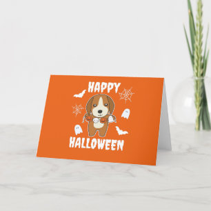 Beagle Frohe Halloween-Hundekostüm Feiertagskarte