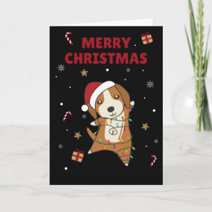 Beagle Frohe Weihnachts-Winter Tiere Hundekarte Karte