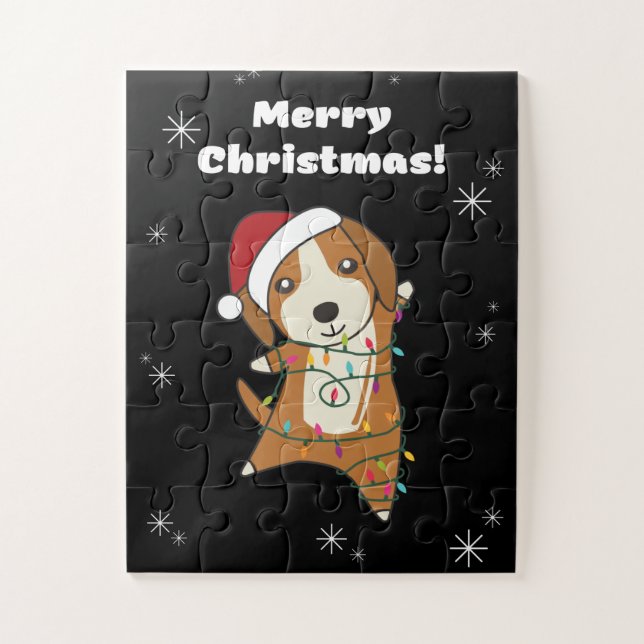 Beagle Frohe Weihnachts-Wintertiere Hund (Vertikal)
