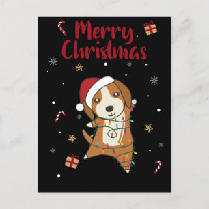 Beagle Frohe Weihnachts-Wintertiere Hund Feiertagspostkarte