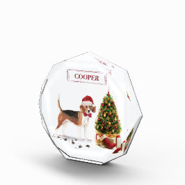 Beagle Funny Christmas Dog mit Baum Fotoblock