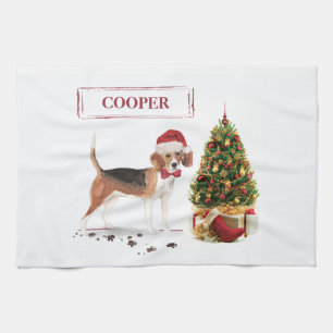 Beagle Funny Christmas Dog mit Baum Geschirrtuch