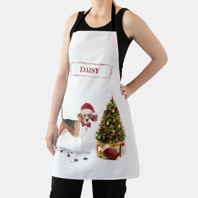 Beagle Funny Christmas Dog mit Baum Schürze (InSitu)
