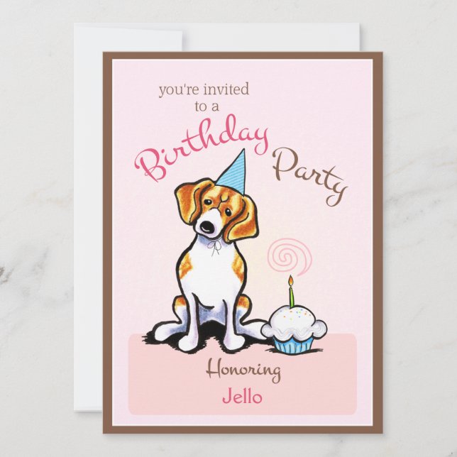 Beagle für Welpengeburt Girl Off Leash Art™ Einladung (Vorderseite)