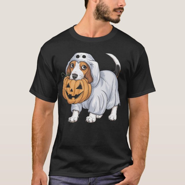 Beagle Ghost Dog Halloween T-Shirt (Vorderseite)