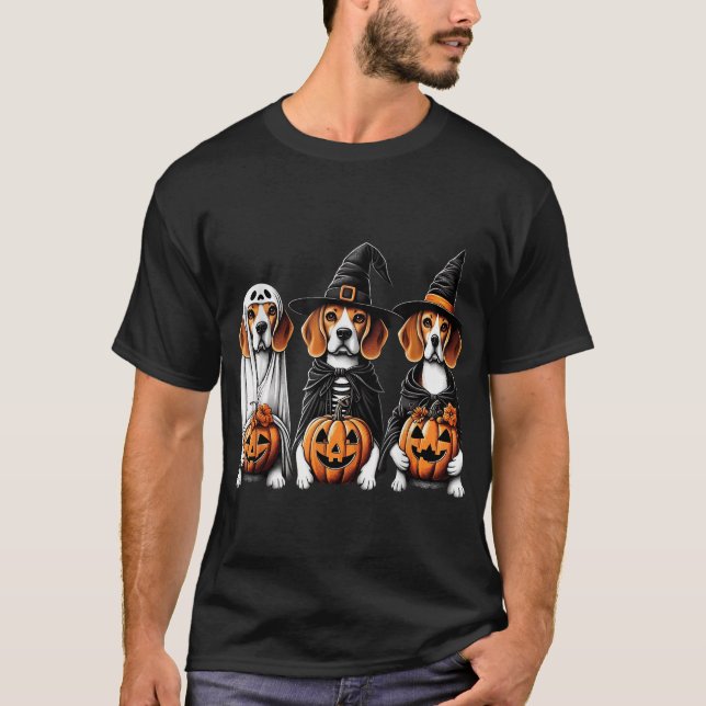  Beagle Ghost Halloween Dog Lovers  T-Shirt (Vorderseite)
