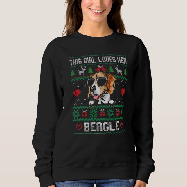 Beagle Girl Cool Ugly Christmas for Dog Mom Premiu Sweatshirt (Vorderseite)