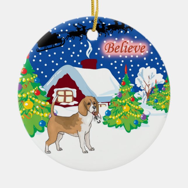 Beagle glauben an Sankt Keramikornament (Vorne)