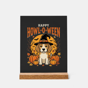 Beagle Halloween Howl-O-Ween Hund Kürbis Design_1 Acrylschild