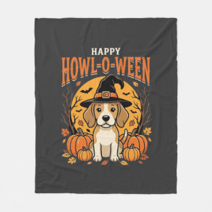 Beagle Halloween Howl-O-Ween Hund Kürbis Design_1 Fleecedecke