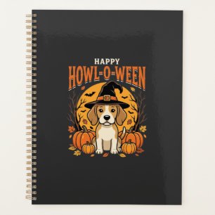 Beagle Halloween Howl-O-Ween Hund Kürbis Design_1 Planer