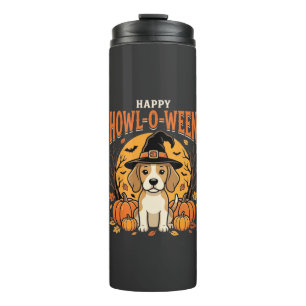 Beagle Halloween Howl-O-Ween Hund Kürbis Design_1 Thermosbecher