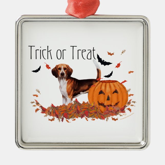 Beagle Halloween Silbernes Ornament (Vorne)