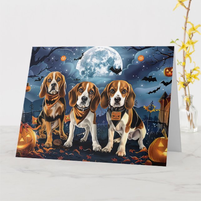 Beagle Halloween Spooky Karte (Gelbe Blume)