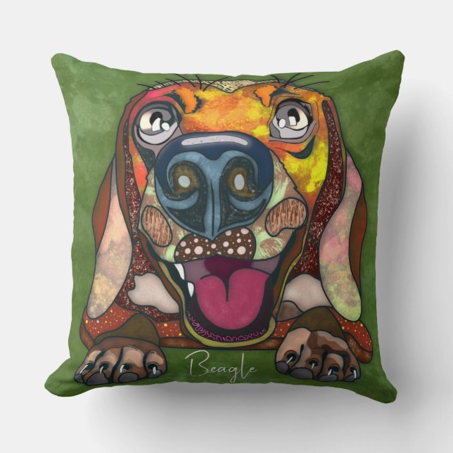 Beagle, handbemalt kissen (Vorderseite)