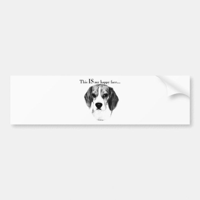 Beagle Happy Face; Happy Beagle; Grumpy Beagle Autoaufkleber (Vorne)