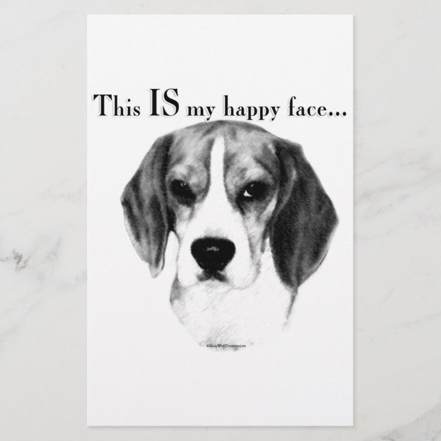 Beagle Happy Face; Happy Beagle; Grumpy Beagle Briefpapier (Vorderseite)