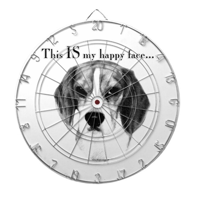 Beagle Happy Face; Happy Beagle; Grumpy Beagle Dartscheibe (vorne)