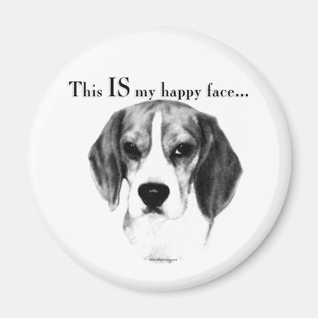 Beagle Happy Face; Happy Beagle; Grumpy Beagle Magnet (Vorne)