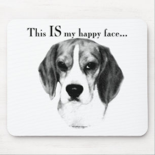 Beagle Happy Face; Happy Beagle; Grumpy Beagle Mousepad