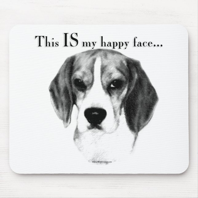 Beagle Happy Face; Happy Beagle; Grumpy Beagle Mousepad (Vorne)