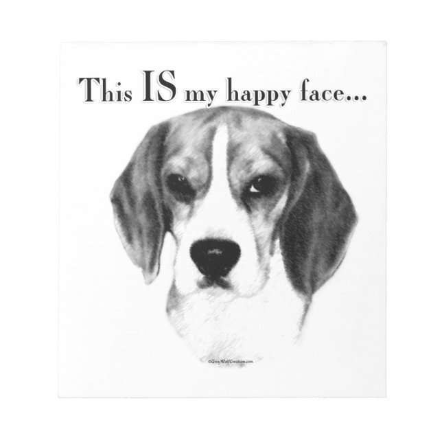 Beagle Happy Face; Happy Beagle; Grumpy Beagle Notizblock (Vorderseite)