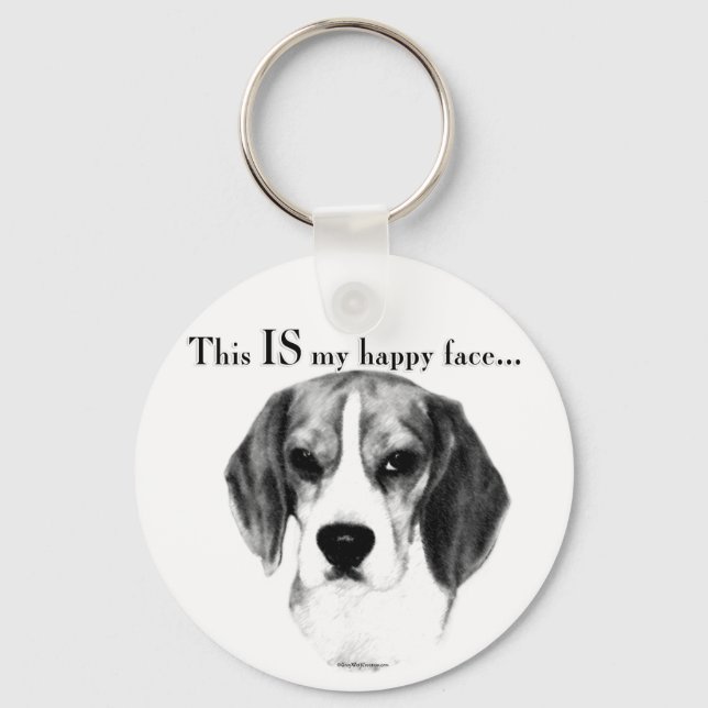 Beagle Happy Face; Happy Beagle; Grumpy Beagle Schlüsselanhänger (Vorderseite)