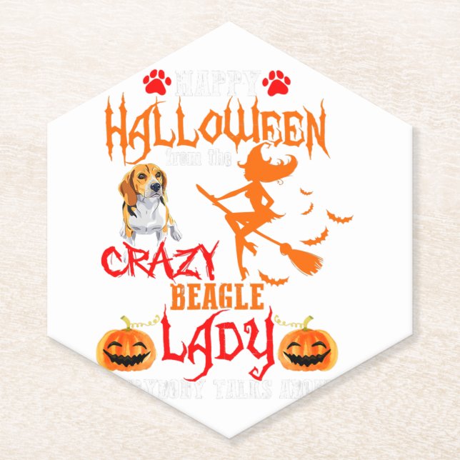 Beagle Happy Halloween Crazy Beagle Lady Untersetzer (Vorderseite)