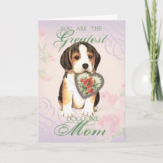 Beagle Herzstück Mama Karte (Vorderseite)