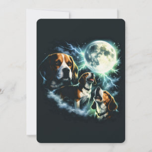 Beagle heult den Mond – Jagdhund Nacht Einladung