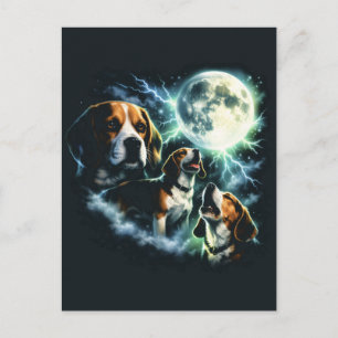 Beagle heult den Mond – Jagdhund Nacht Postkarte