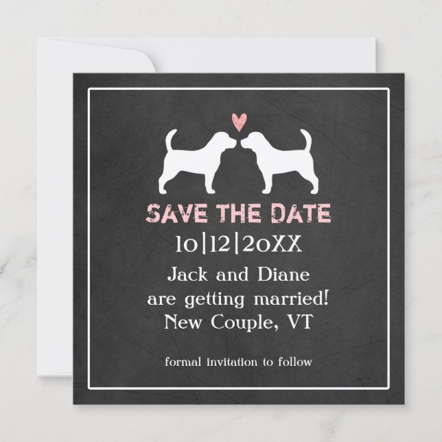 Beagle Hochzeit speichern das Datum Save The Date (Vorderseite)