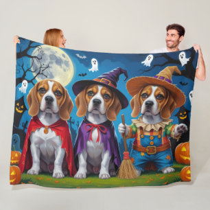 Beagle Hogs Pumpkin Halloween Funny Fleecedecke