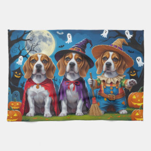 Beagle Hogs Pumpkin Halloween Funny Geschirrtuch