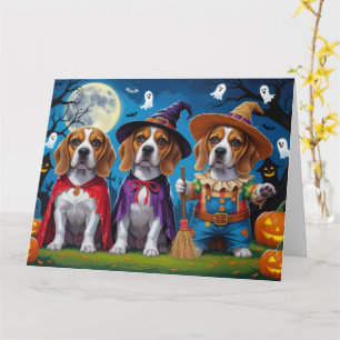 Beagle Hogs Pumpkin Halloween Funny Karte