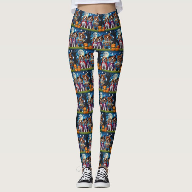 Beagle Hogs Pumpkin Halloween Funny Leggings (Vorderseite)