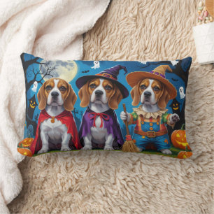 Beagle Hogs Pumpkin Halloween Funny Lendenkissen