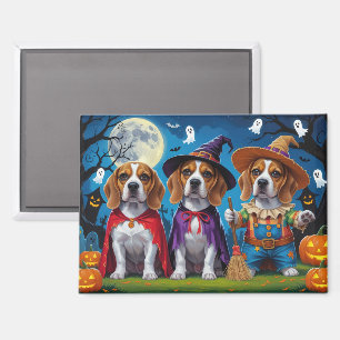 Beagle Hogs Pumpkin Halloween Funny Magnet
