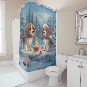 Beagle Holiday Design von Rich AMeN Gill Duschvorhang