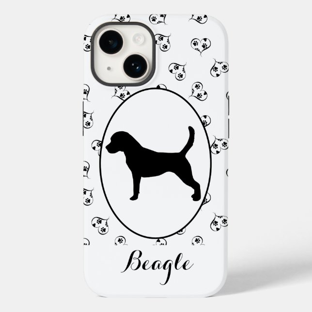 Beagle Hörer und Paw Prints Case-Mate iPhone 14 Hülle (Rückseite)