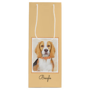 Beagle Hound Dog Malerei Original Tierart Geschenktüte Für Weinflaschen