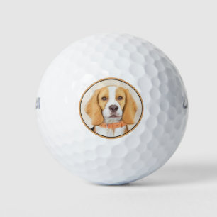 Beagle Hound Dog Malerei Original Tierart Golfball