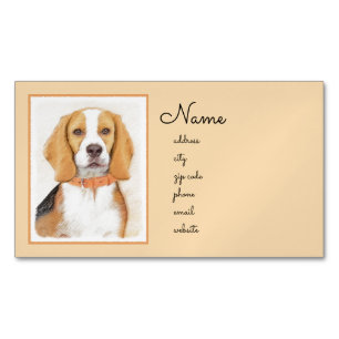 Beagle Hound Dog Malerei Original Tierart Magnetische Visitenkarte