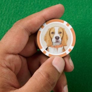 Beagle Hound Dog Malerei Original Tierart Pokerchips