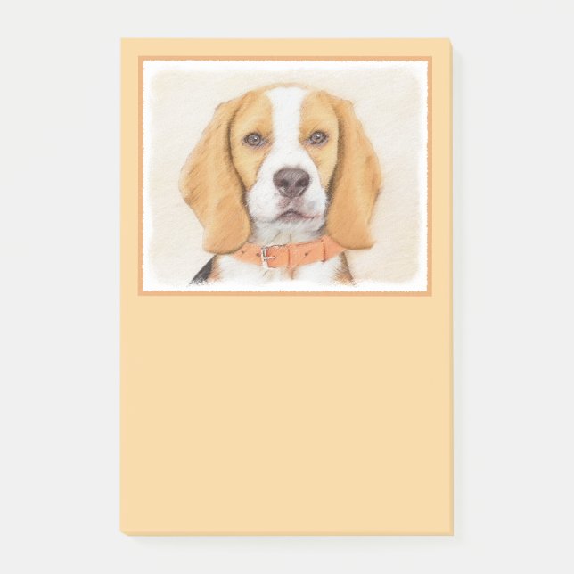 Beagle Hound Dog Malerei Original Tierart Post-it Klebezettel (Vorderseite)